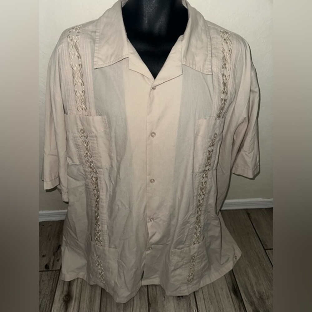 Men’s used Maximos Yucatán Mexico white shirt s/s pockets big size 5XL